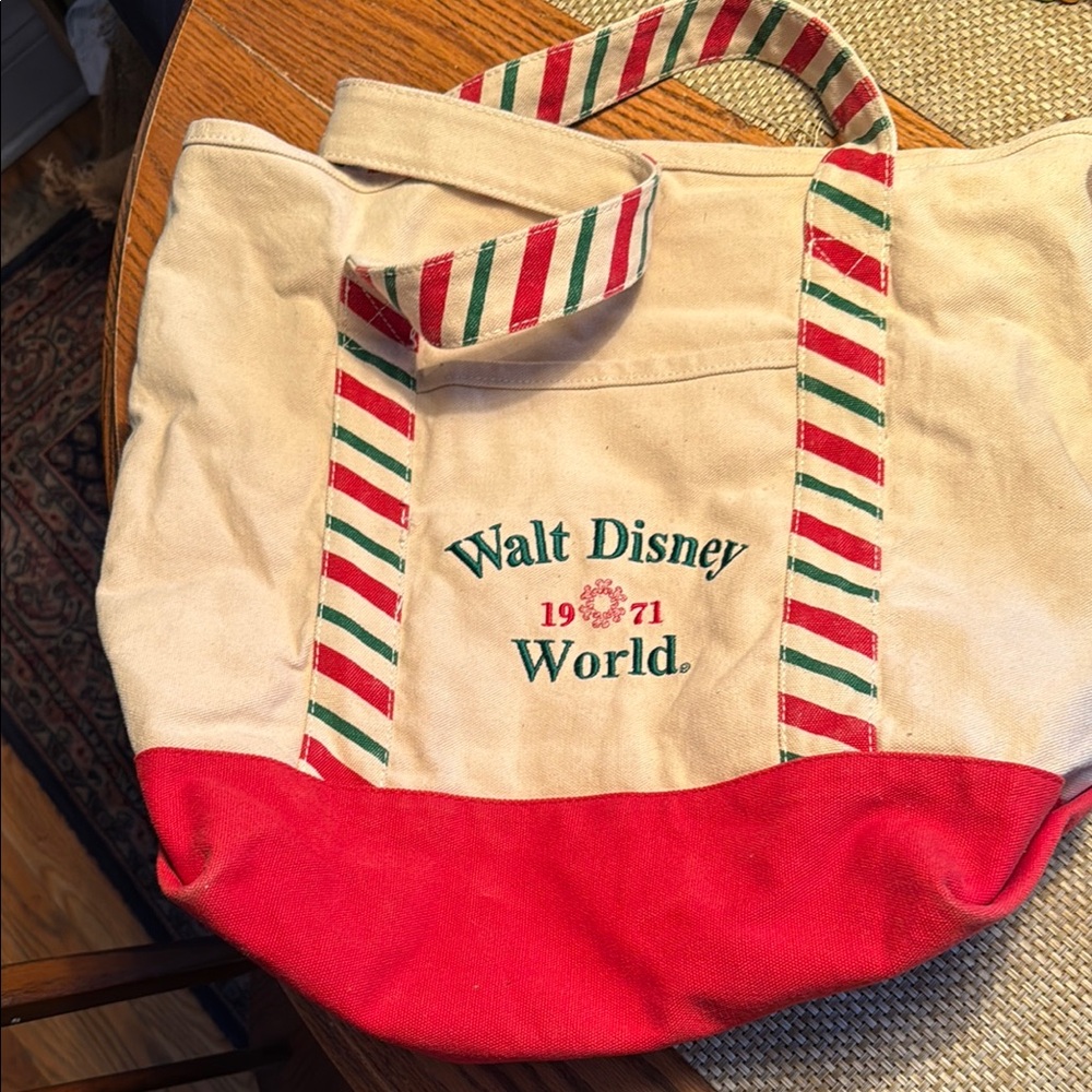 Disney Red and Cream Tote Bag Used